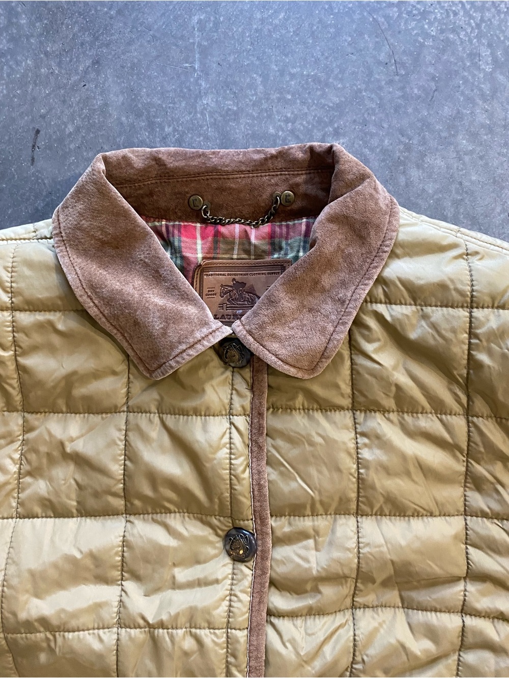 Vintage Lauren by Ralph Lauren Beige Coats, Jackets Leather Collar Sz 1X Womens - Picture 10 of 12